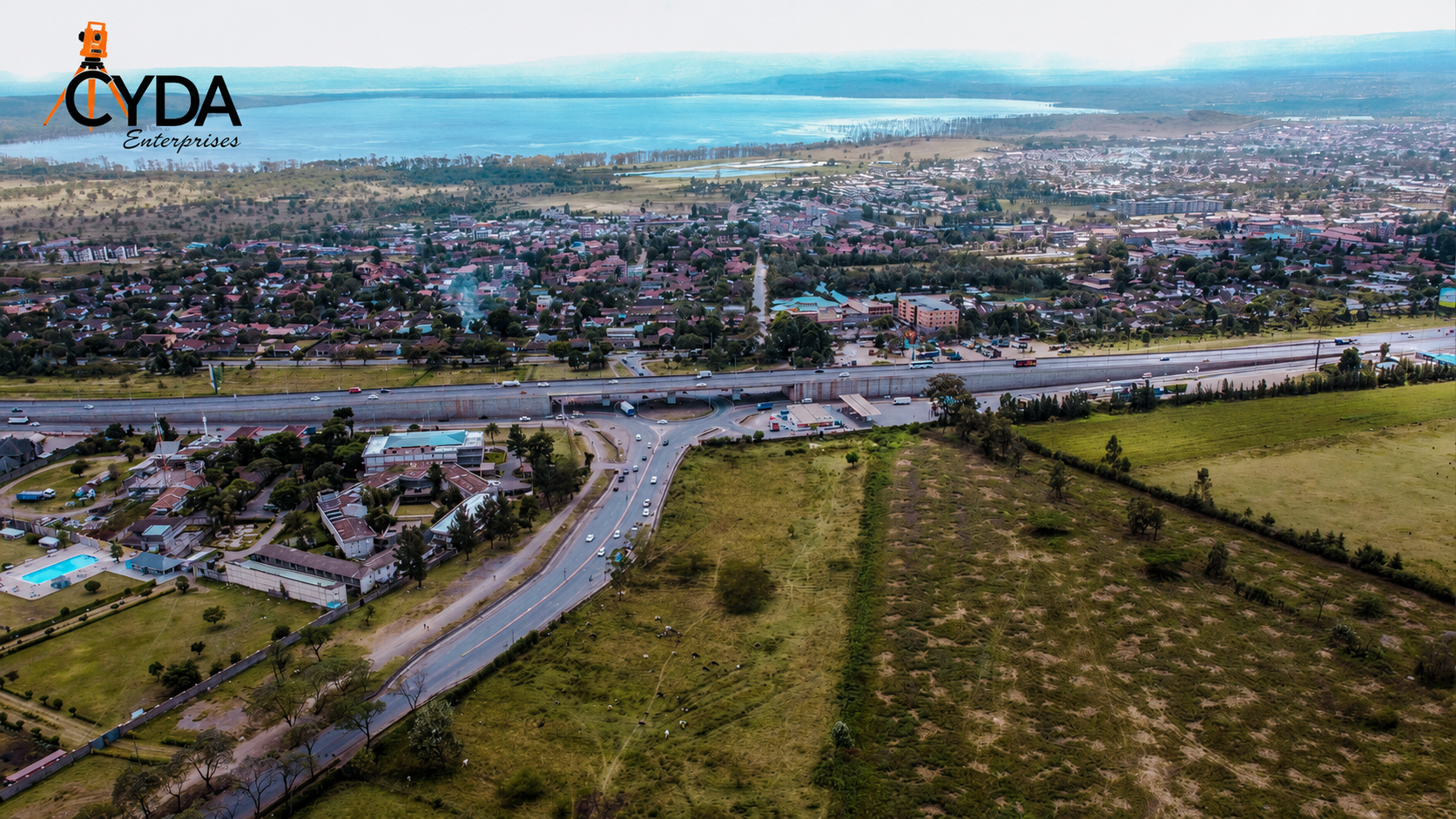 Aerial town planning and land development view
